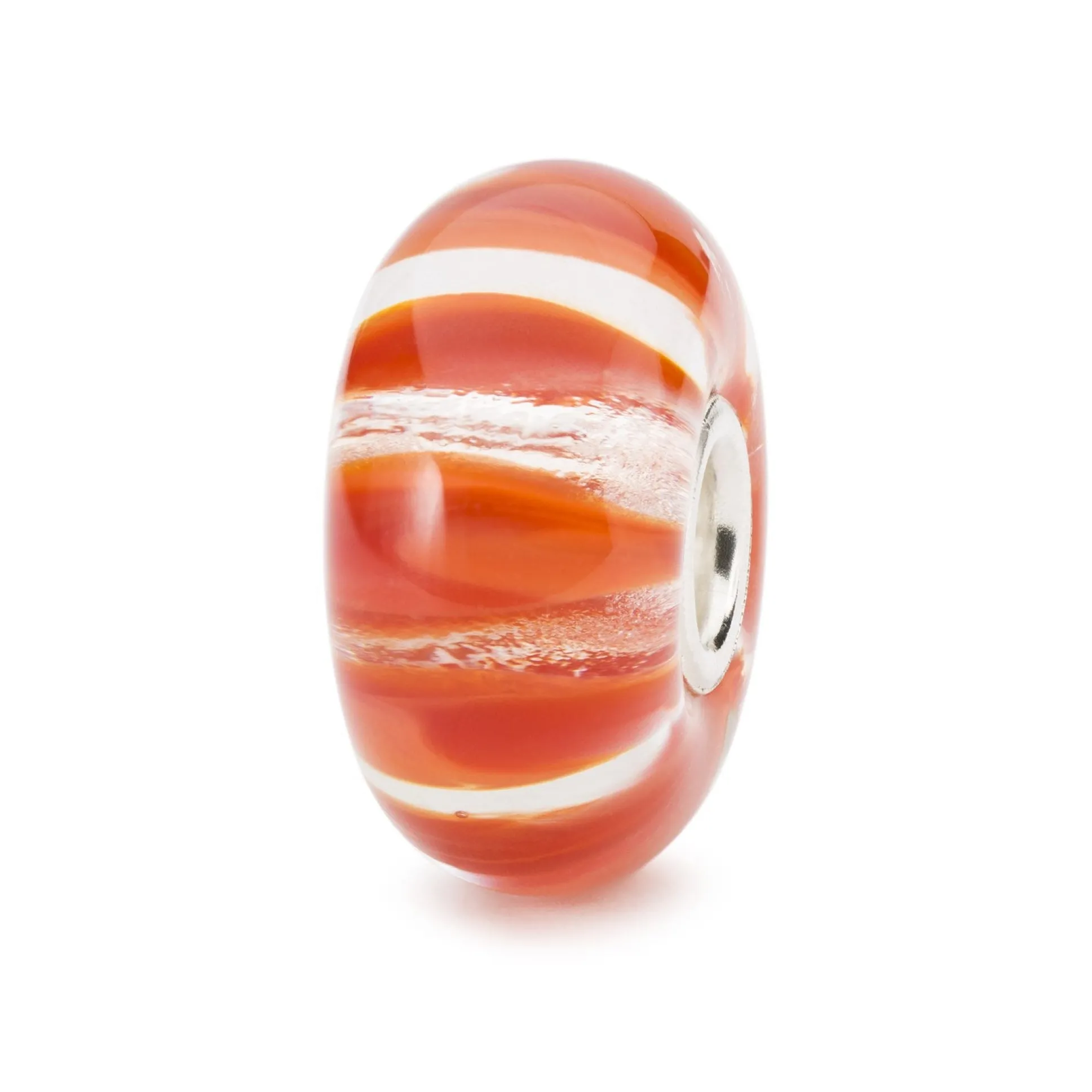 Trollbeads Beads*Clear Coral Stripe Bead