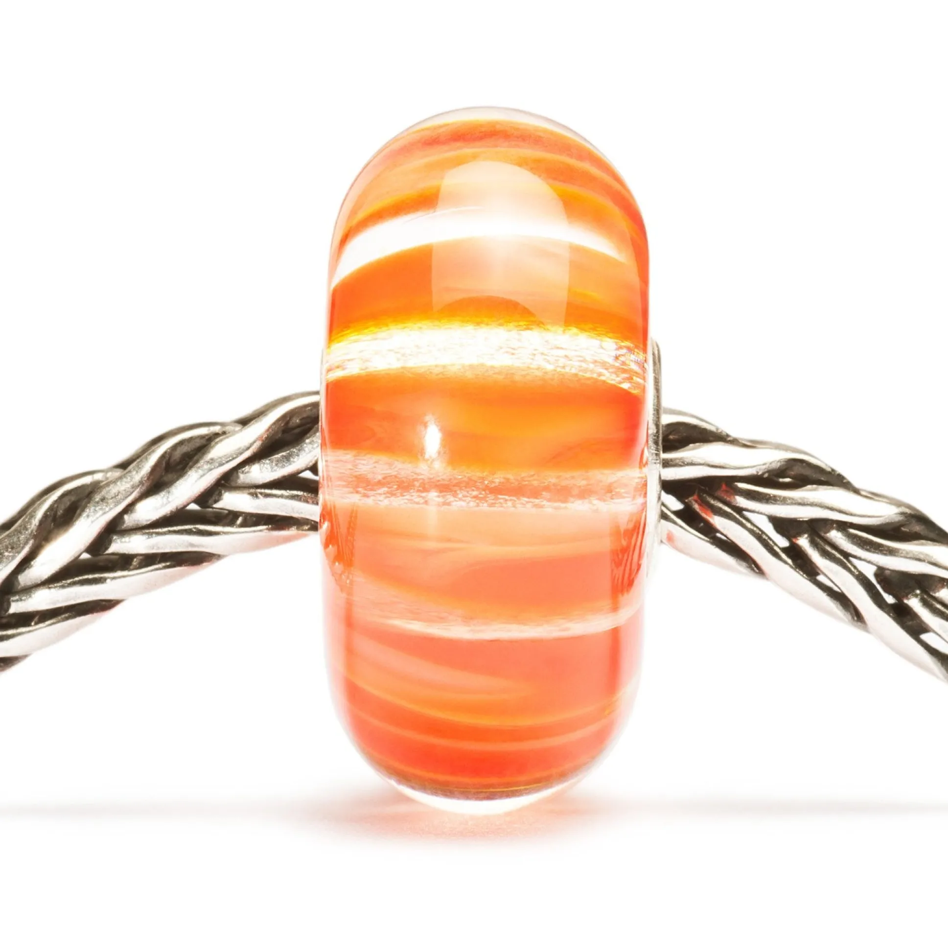 Trollbeads Beads*Clear Coral Stripe Bead