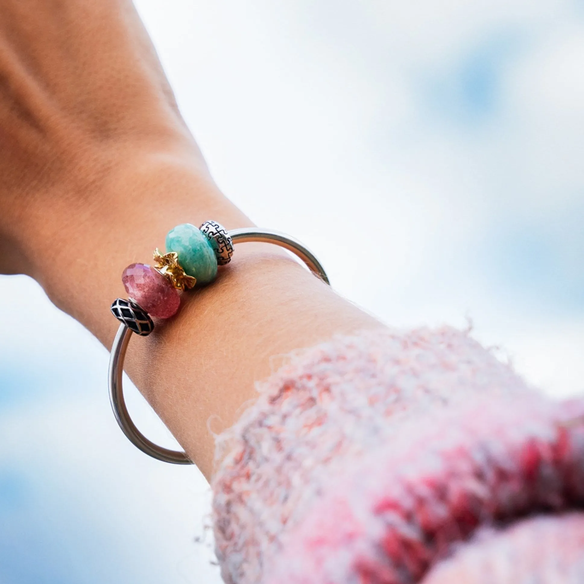 Trollbeads Beads*Fantasy Hibiscus, Gold Bead