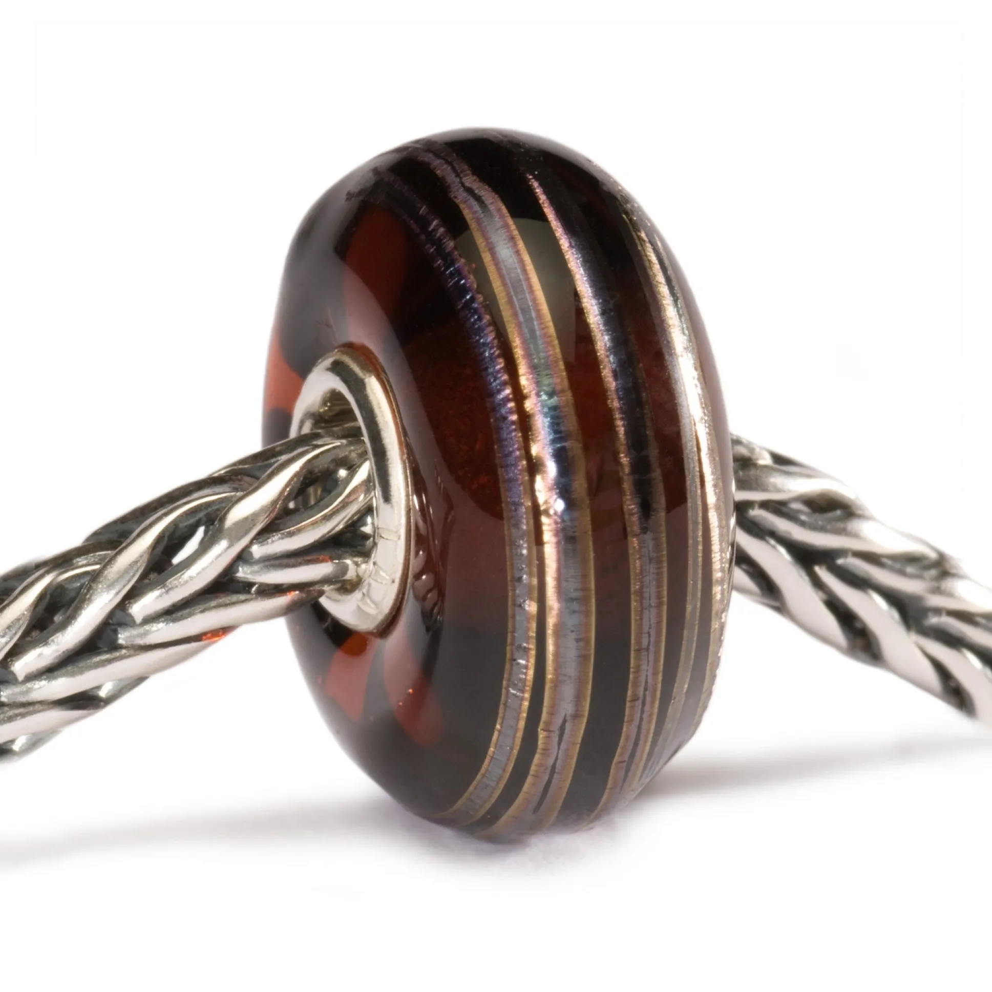 Trollbeads Beads*Golden Thread, Brown Bead