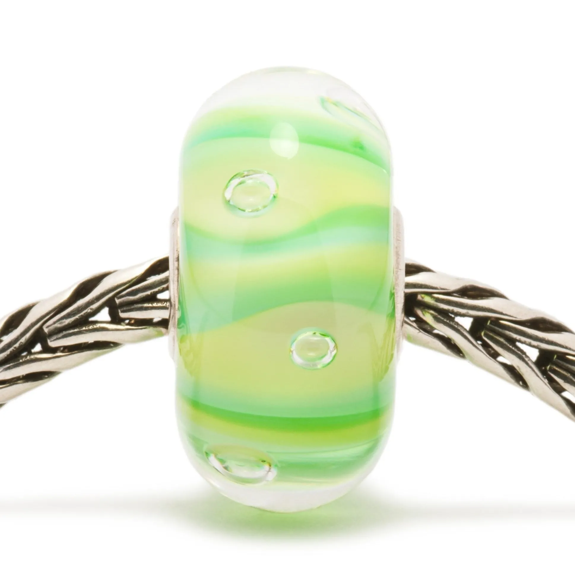 Trollbeads Beads*Green Stripe Bubble Bead