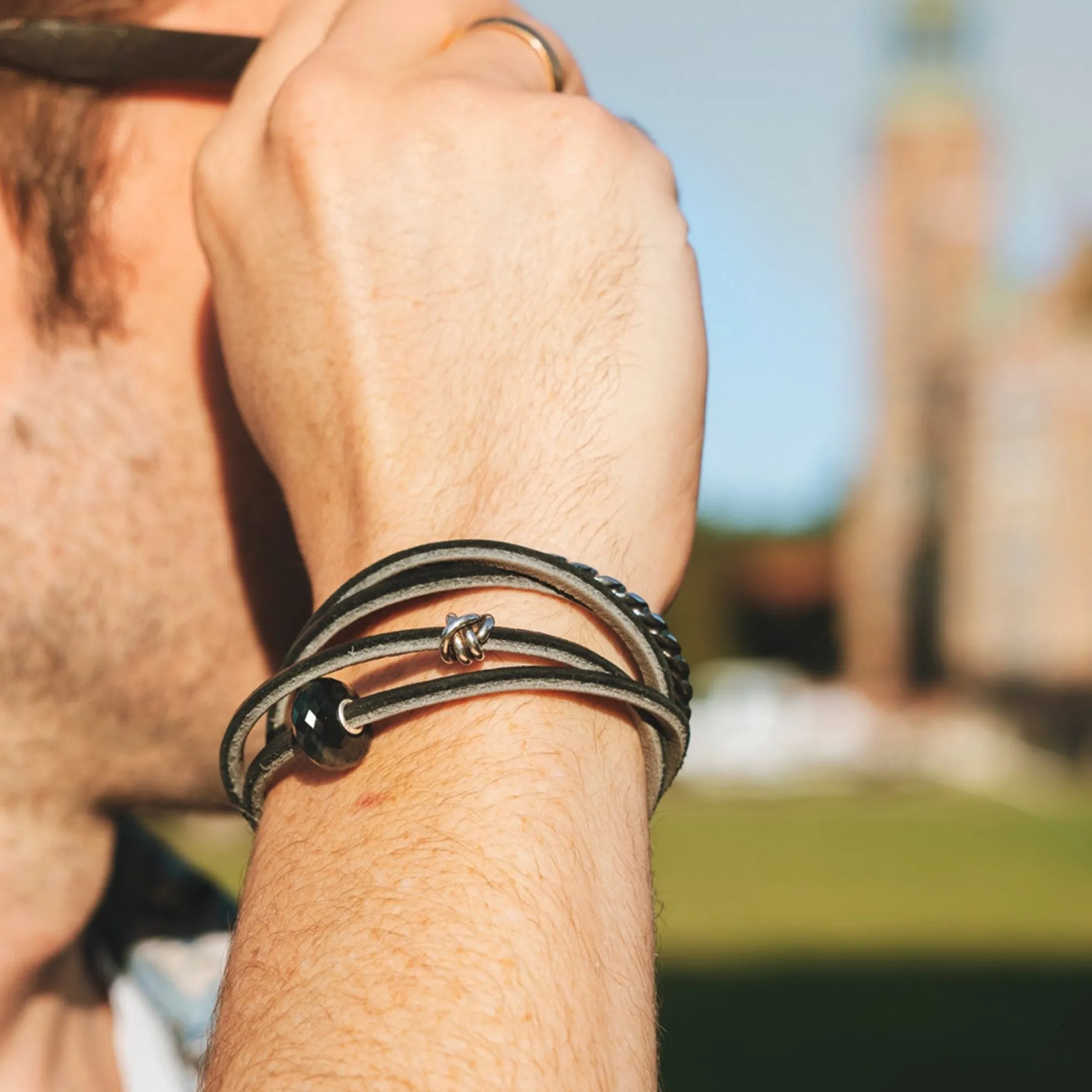 Trollbeads Bracelets*Leather Bracelet Black/Grey