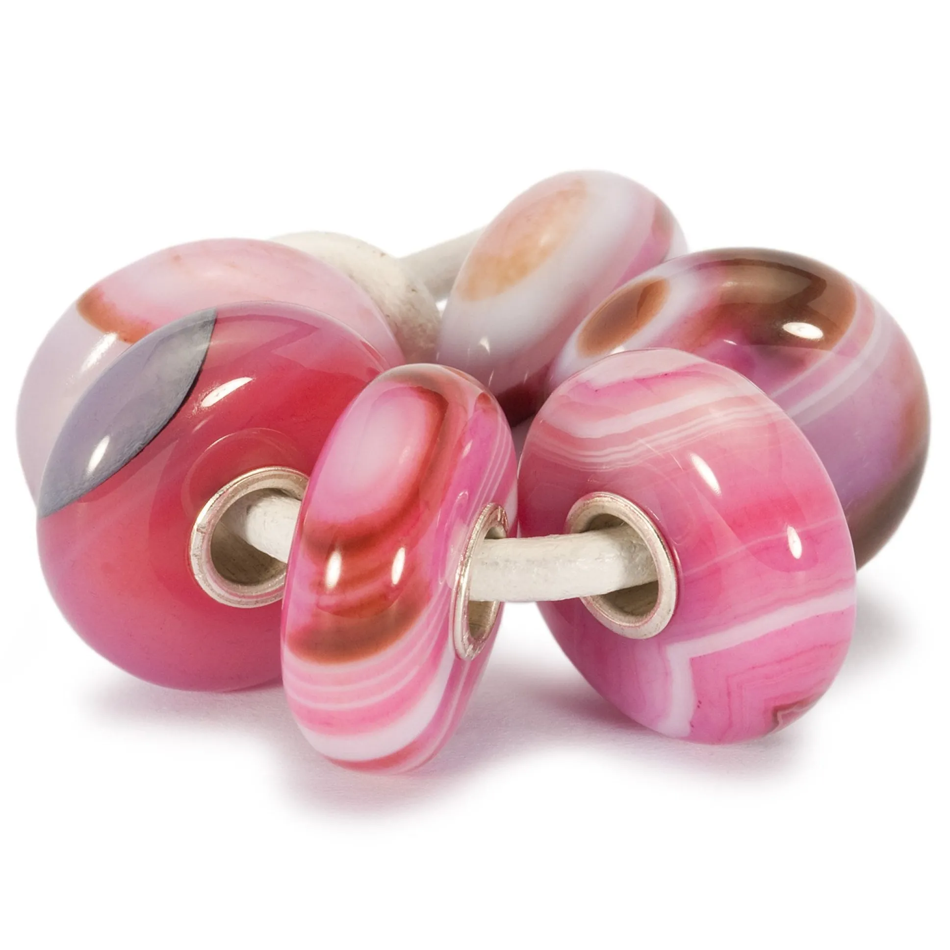 Trollbeads Beads*Pink Striped Agate Kit