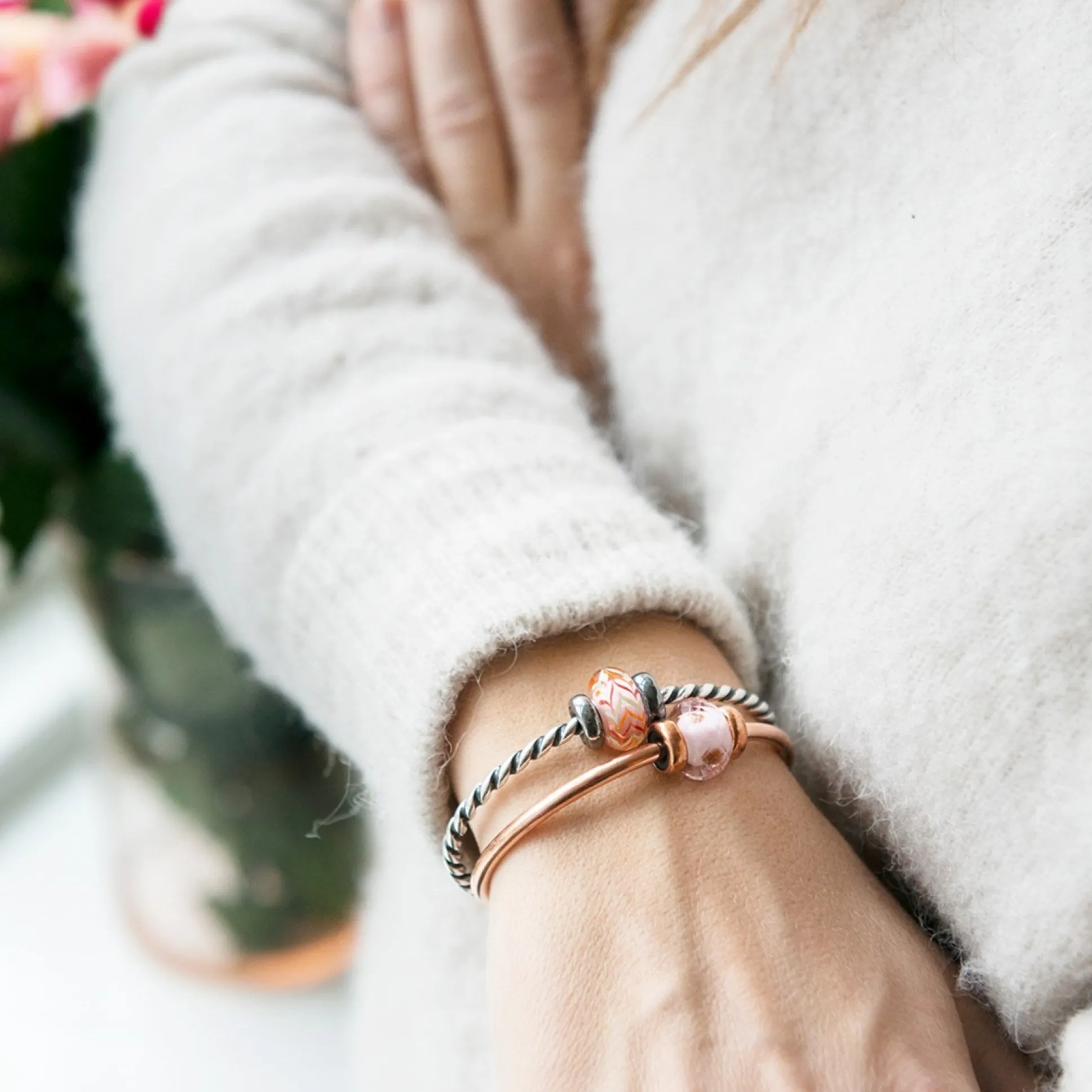 Trollbeads Bracelets*Twisted Silver Bangle With 2 X Silver Spacers